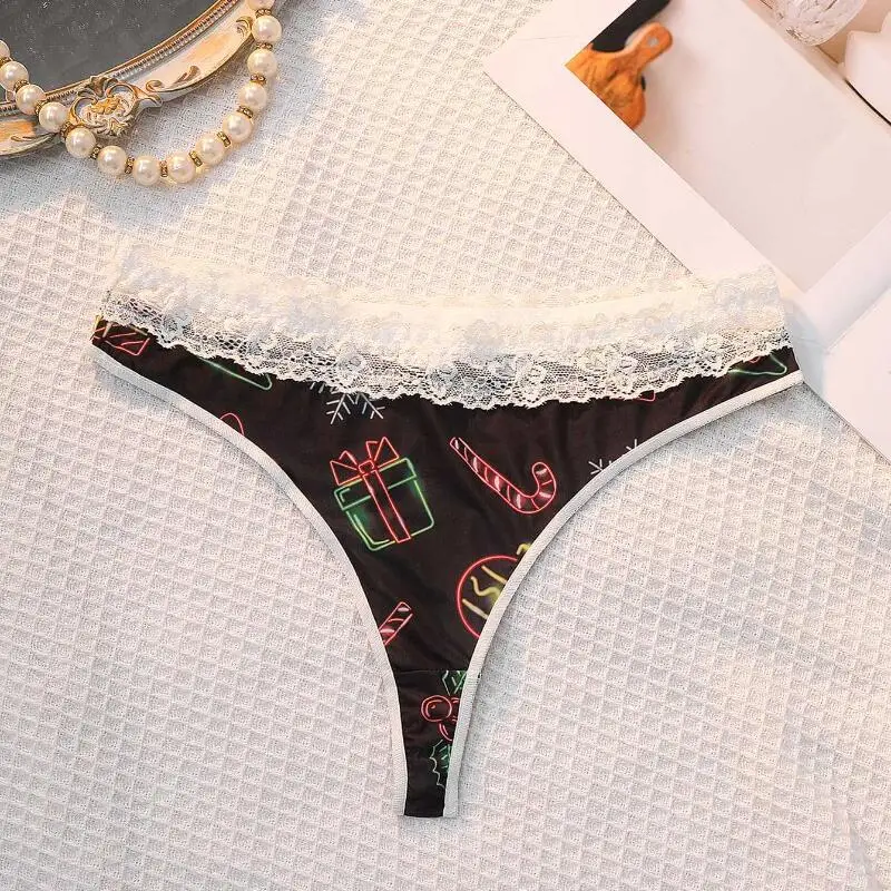 Lencería de estilo navideño para mujer, bragas sexis cómodas y amigables con la piel de cintura baja, ropa interior de algodón, regalo de fiesta japonés