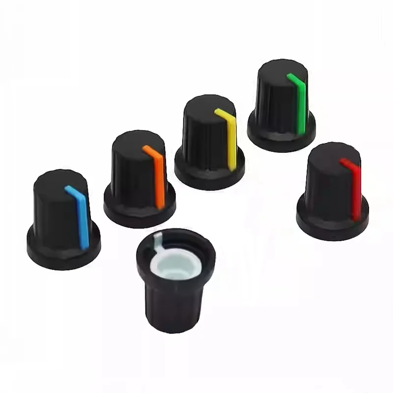 30pcs/lot 15X17mm 6mm potentiometer plastic knob cover WH148 potentiometer knob 6 colors yellow orange blue white red green