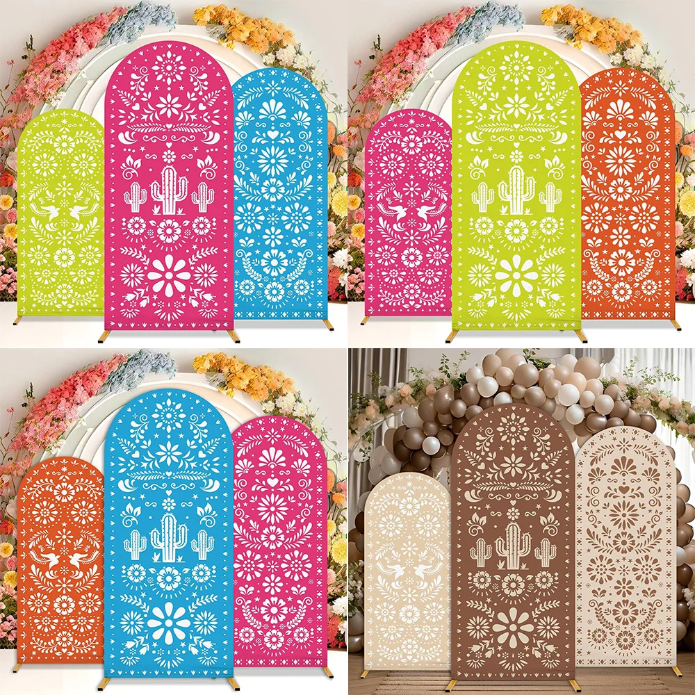 Mexican Arch Backdrop Cover Custom 2-sided Fiesta Party Decor Talavera Wedding Baby Shower Birthday Party Banner Background