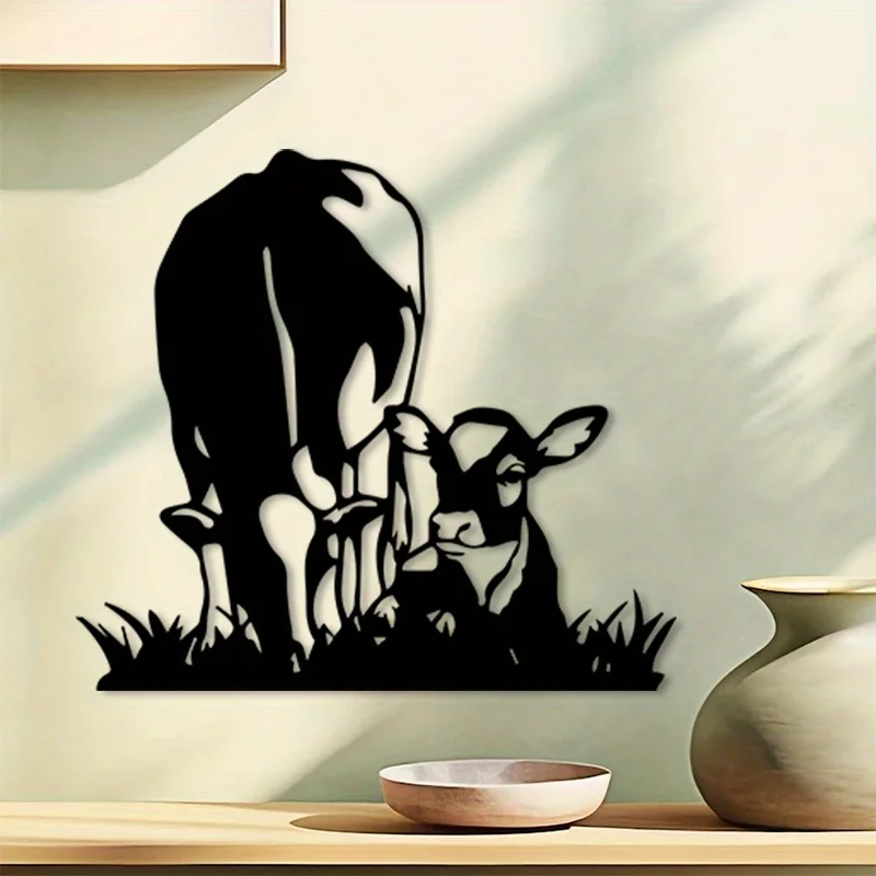 Brand Metal Wall Art Dairy Cow Farmhouse Mural Rust-Resistant Decorative Wall Sign Rustic Barn Home Accent Gift