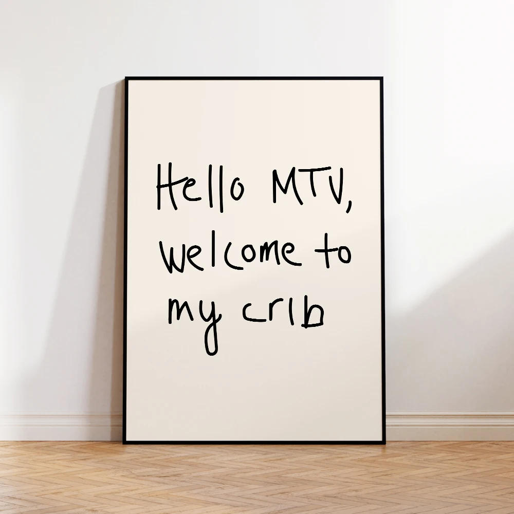 

Современный минималистский Hello MTV, черно-белая цитата, настенное искусство, холст, печать плакатов, картины, картина для гостиной, домашний декор