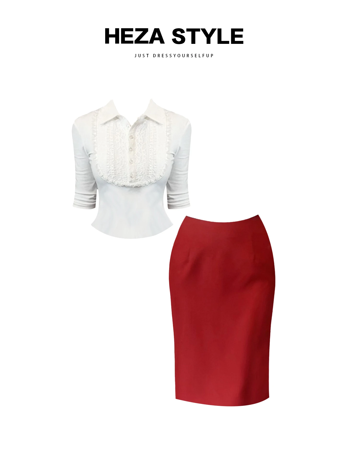 

Heza Slim Fit irt с воланами, женский осенне-зимний комплект с высокой талией и юбкой, моющийся, большие размеры