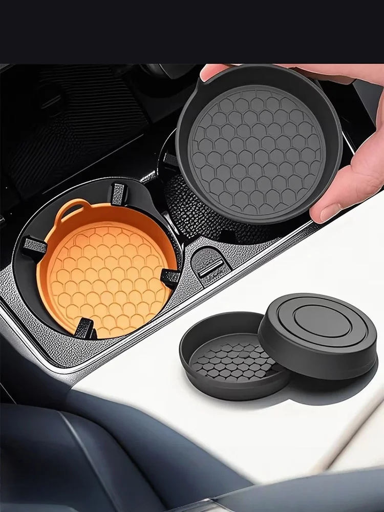1/2Pcs Silicone Car Coasters - Non-Slip Heat-Resistant Design for Car Durable Eco-Friendly Spill-Proof Fits Most Cup Holders