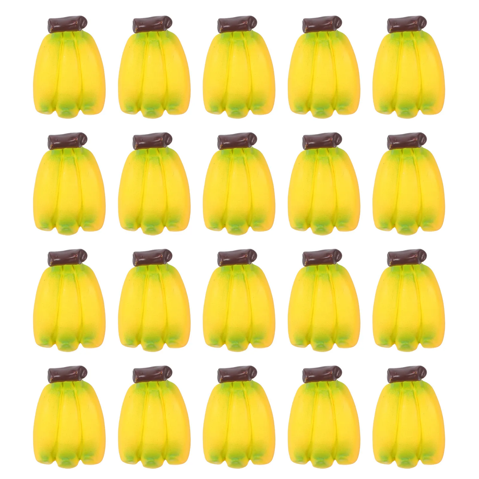 24Pcs Mini Artificial Bananas Lifelike Bright Yellow for Miniature Kitchen Accessories DIY Craft Decoration Faux Food