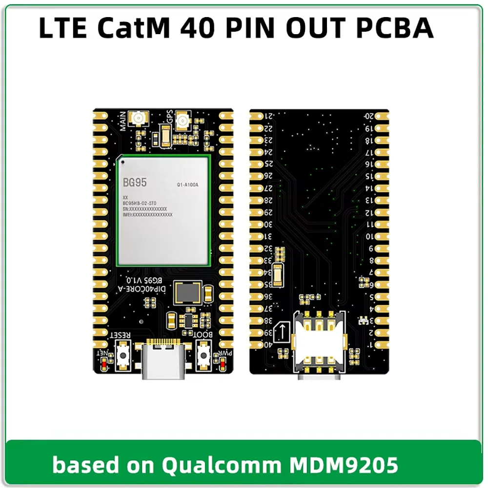BG95 BG95-M3 DIP 40PIN PCBA LTE Cat M1 NB2 Module Development Board With SIM Card Slot LTE FPC GPS Antenna USB PCM Interface SMS