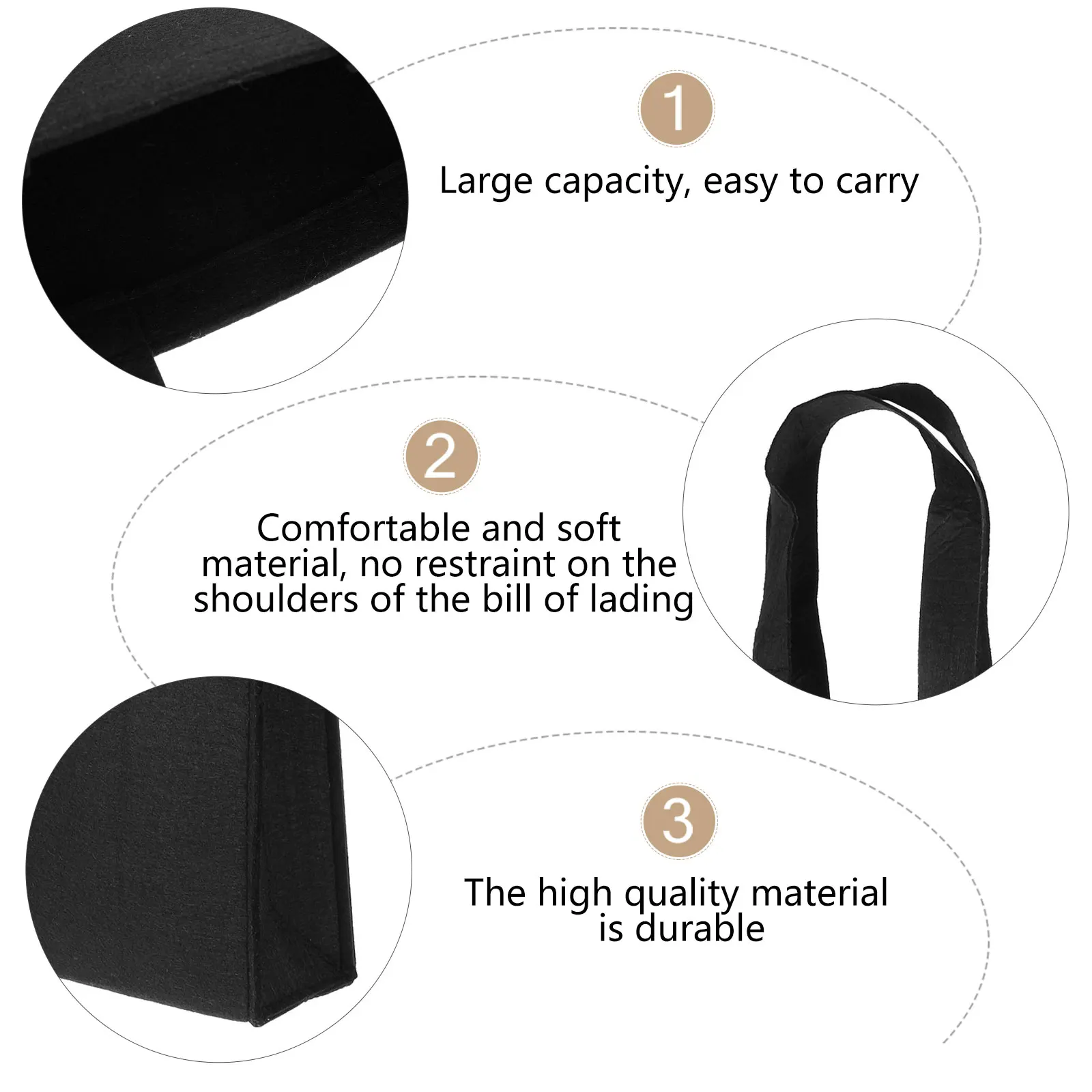 

Felt Handheld Shopping Eco Friendly Tote Grey Color Foldable Storage Bag Reusable Household Bag Travel Walking Supermarket Use