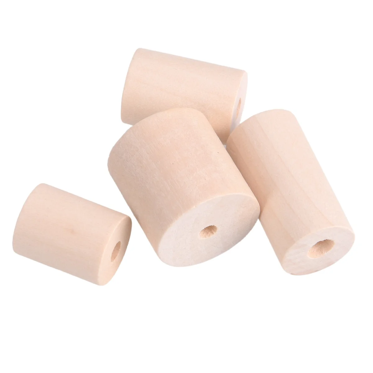 5pcs Cylinder Shape Natural Wood 20x25mm 20x30mm 20x40mm Loose Handcraft Beads For Woodcraft DIY Crafts Jewelry Making