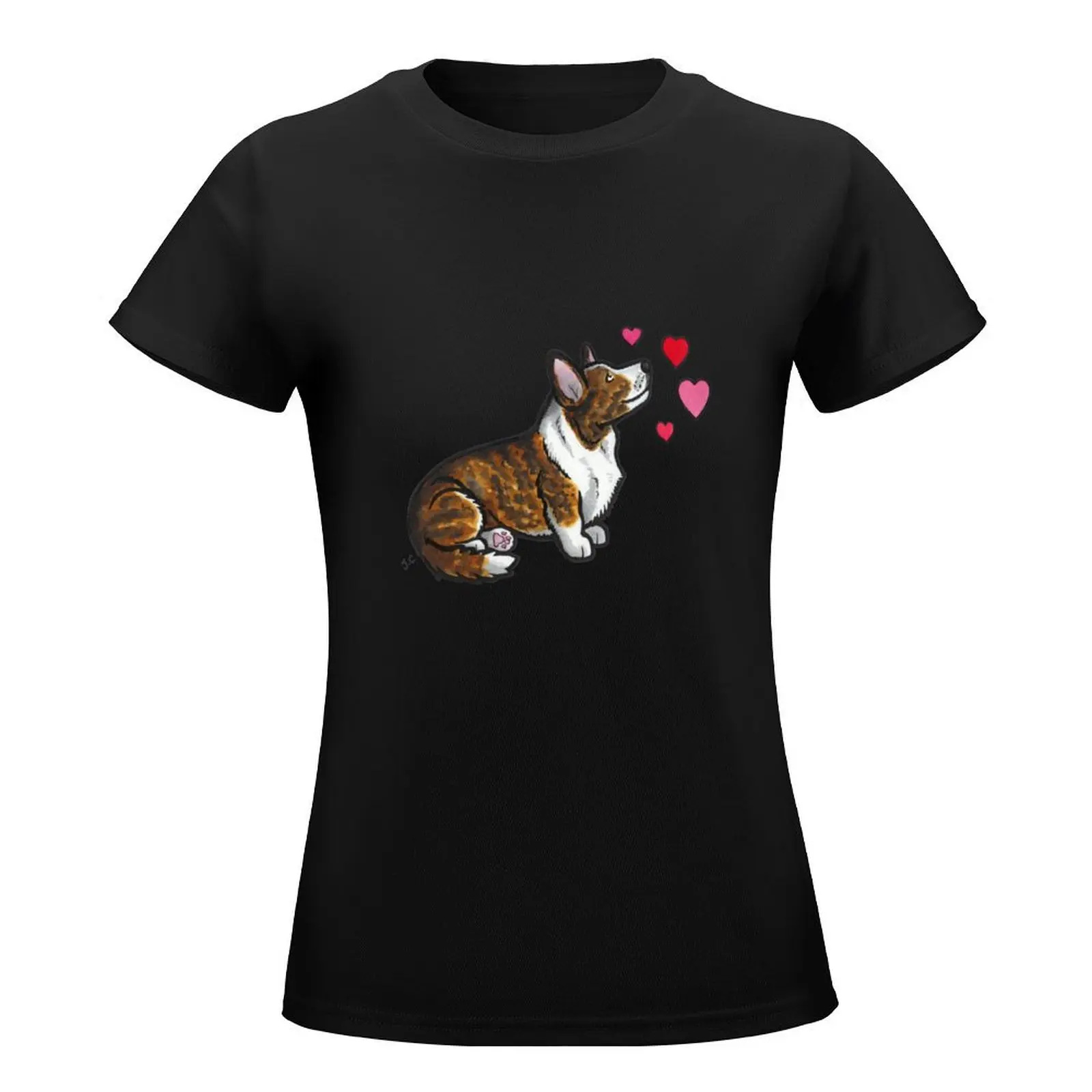 Cardigan Welsh Corgi love (brindle) T-Shirt Female clothing korean fashion summer top Aesthetic clothing tops Women