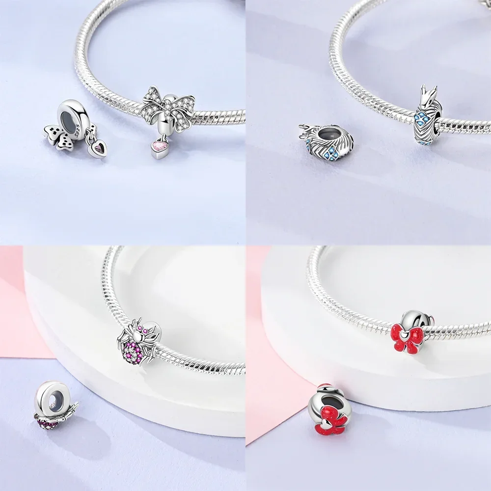 

Anniversary Silver 925 Butterfly Spider Couple Bears Heart Maple Leaf Clip Charm Beads Fit Bracelet DIY Women Original Jewelry