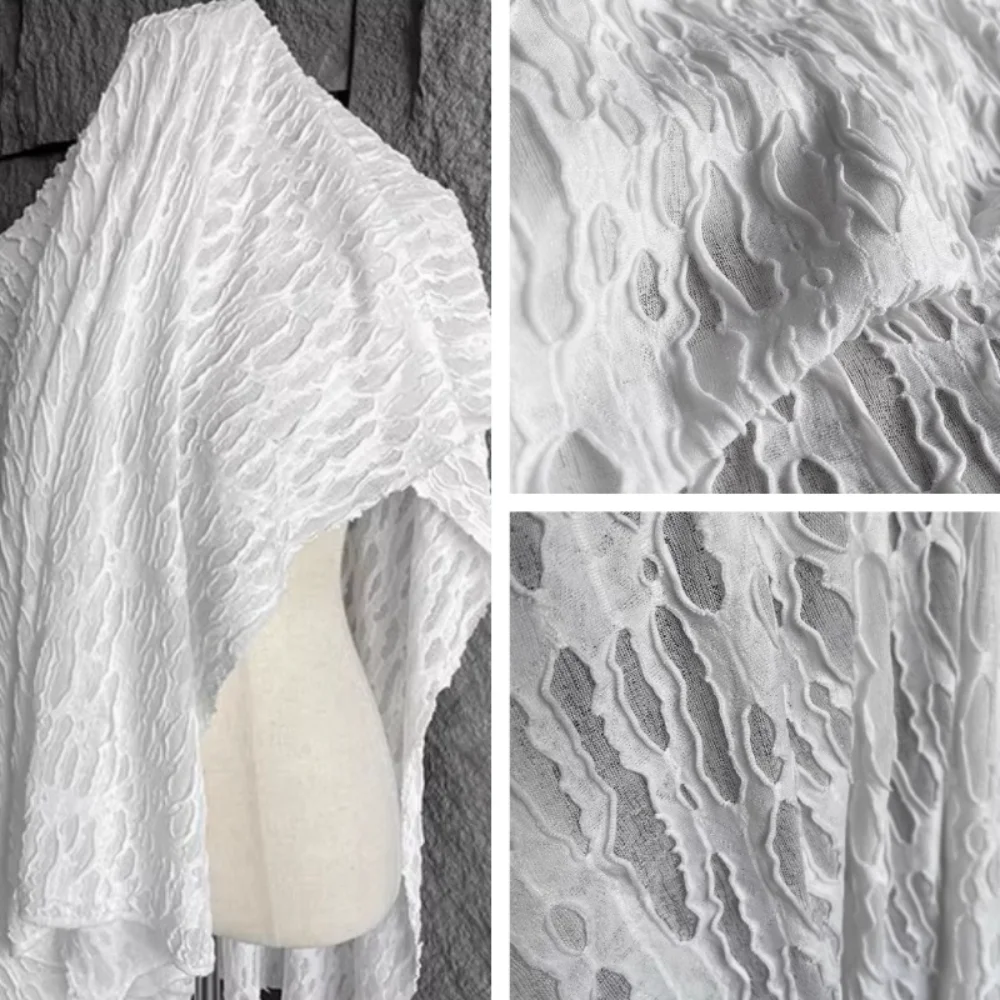 

Белая мягкая жаккардовая ткань для шляп, брюк, шарфов, одежды, дизайнерская оптовая ткань для шитья своими руками, материал за метр