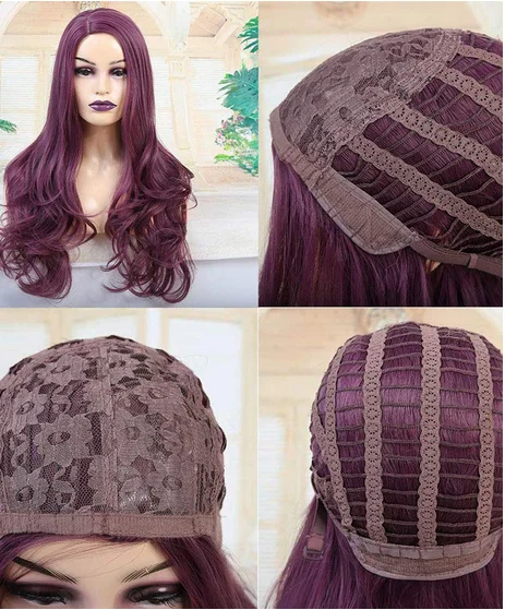 Peruca de cabelo liso sintético ondulado longo para mulheres, resistente ao calor, cosplay party