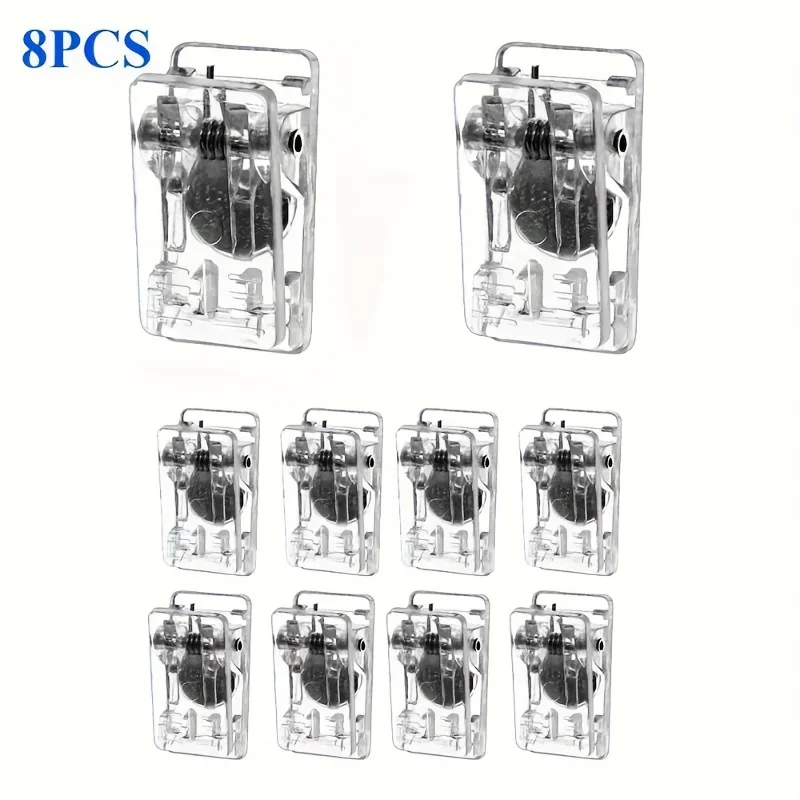 8Pcs Clear Acrylic Magnetic Clips, Household Multifunctional Magnet Note Photo Fixed Clamp, Kitchen Fridge Whiteboard Storage De