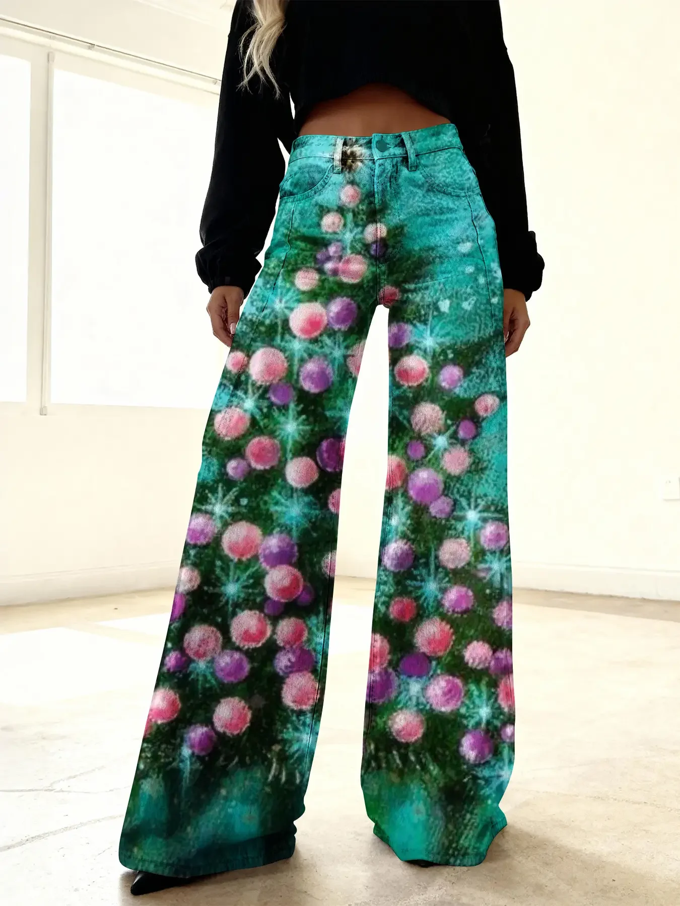 2026Women's slim fit wide leg flared pants, fashionable new retro multifunctional versatile casual pants for women.