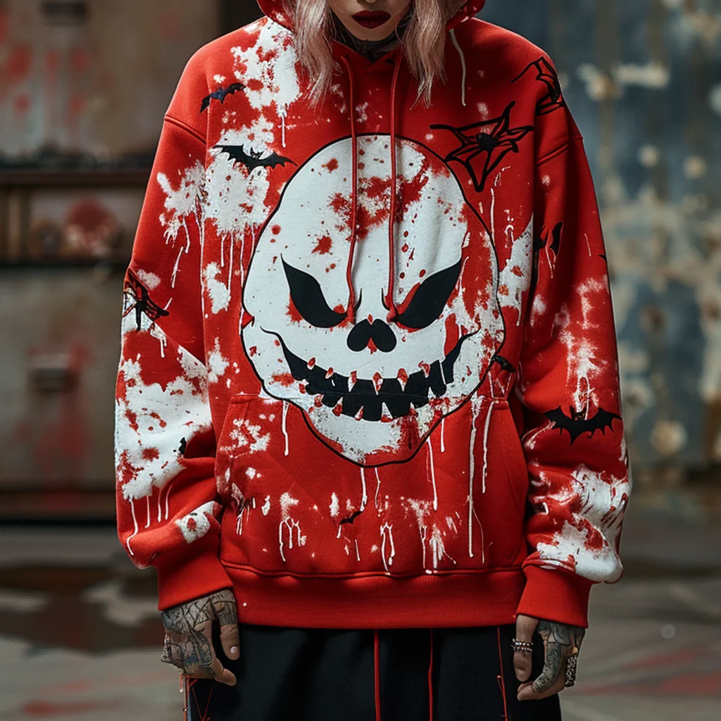 Men's casual plus size sportswear 2024 Halloween clown print pullover hoodie Winter men's sportswear Gothic hoodie