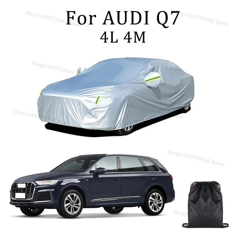 Car Cover For AUDI Q7 4L 4M Full Exterior Black Silvery-Auto Cover Sunshade Dustproof Waterproof Reflective strips