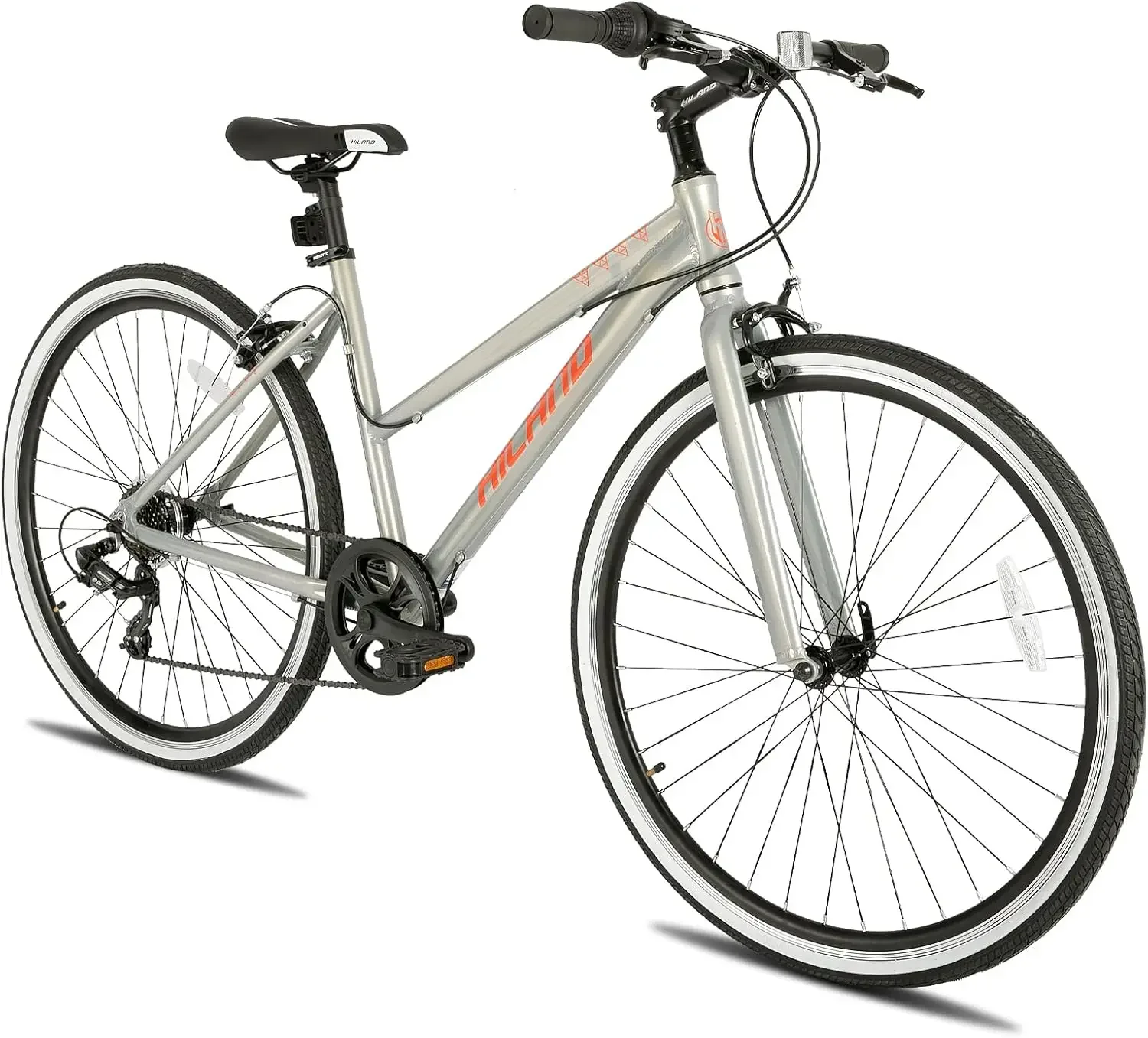 Mens and Womens Hybrid Bike, Step-Over or Step-Through Frame, 700C Wheels Urban Commuter Bike, 7 Speeds Road Bicycle for Adult