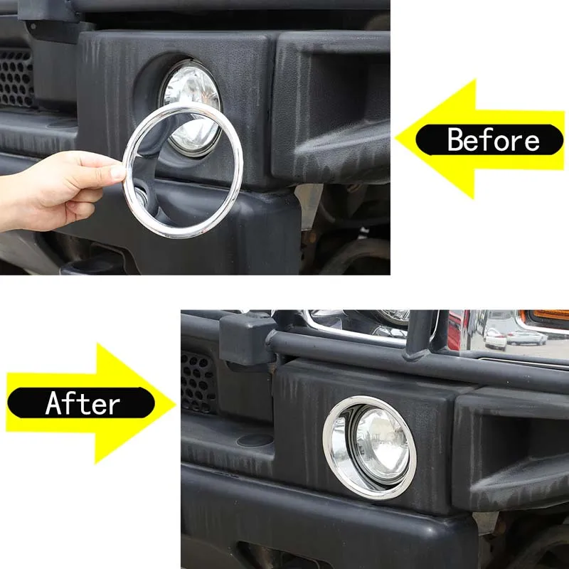 For Hummer H2 2003-2009 Car Styling ABS Silver Car Front Fog Lamp Trim Ring Cover Sticker Car Exterior Accessories