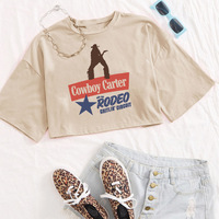Beyoncé Cowboy Carter Cropped T-Shirt Beyoncé Music Shirt Gift for Her O-Neck Crop Tops