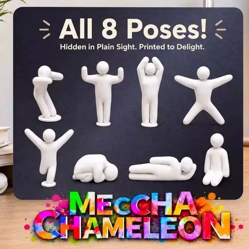 8 Paintable Meccha Chameleon 3DPrinted Characters, Multiple Poses |Paintable 3D Figure Fun Novelty Gift Birthday Gift