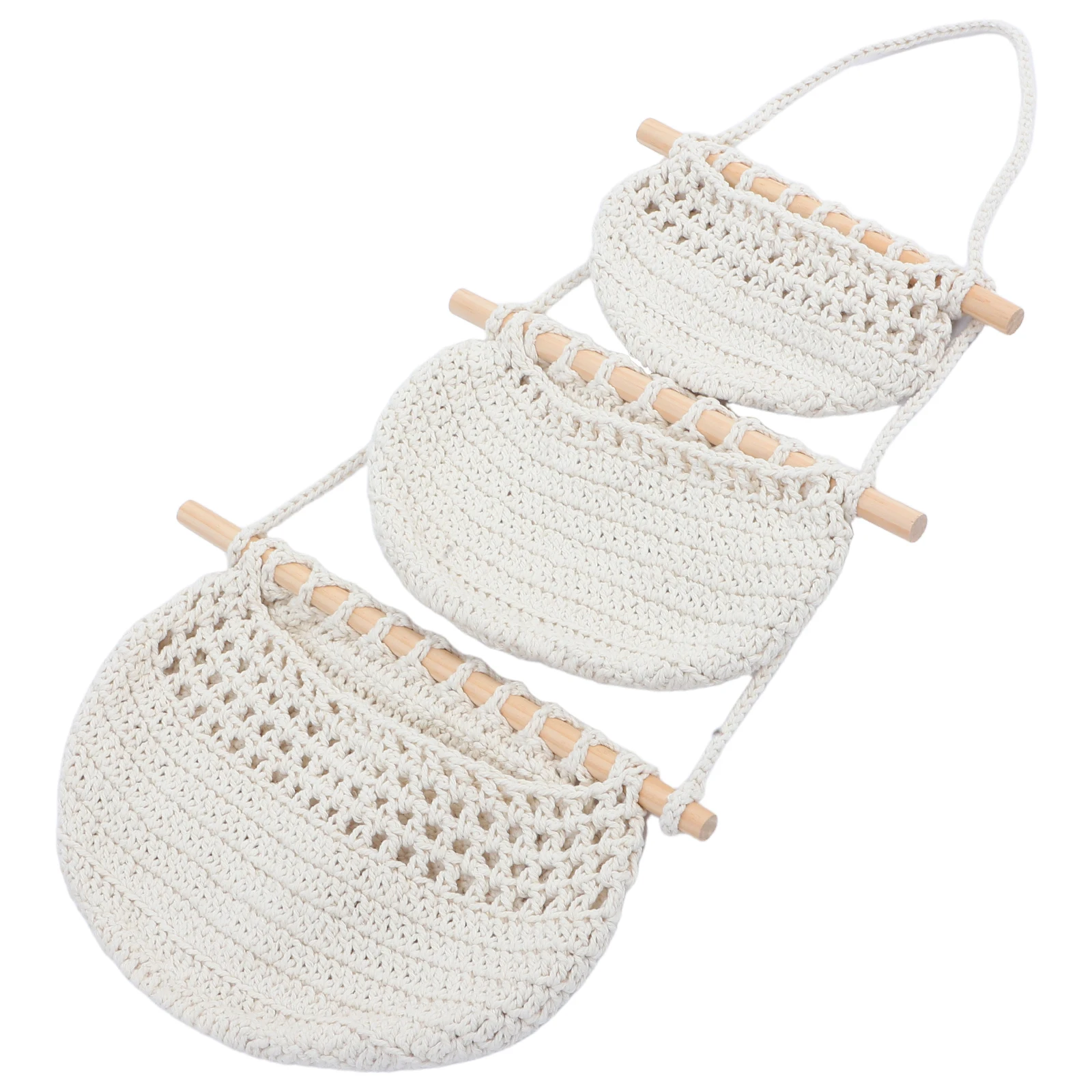 

Fruit Hanging Basket Woven Storage Vegetable Decorative Home Multi Function Wood Material Breathing Design Kitchen Use