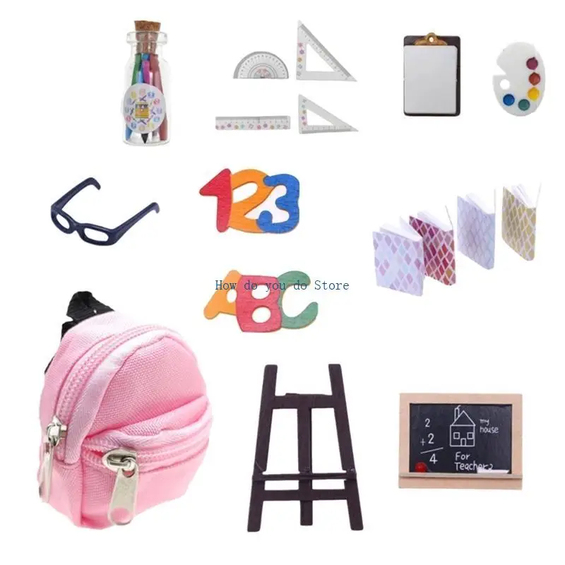 

19QF Model Backpack Playset Dollhouses School Supplies 1:12 Scale Realistic Playset