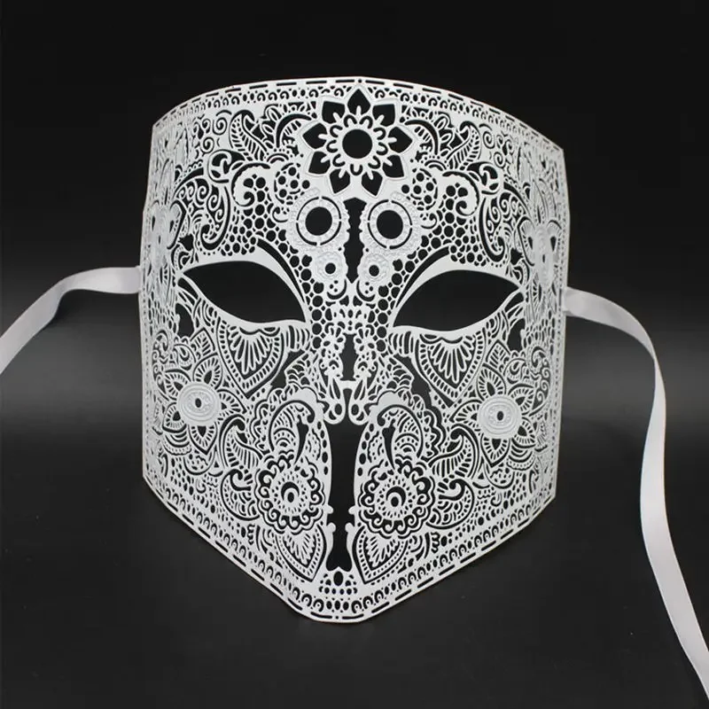 cosplay mask Full Face Bauta Phantom Venetian Masquerade Black Skull Halloween Shield Mardi Gras Metal Party