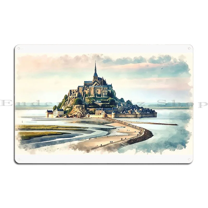 Mont Saint Michel Tidal Island Metal Plaque Character Classic Party Plates Create Poster Tin Sign Poster