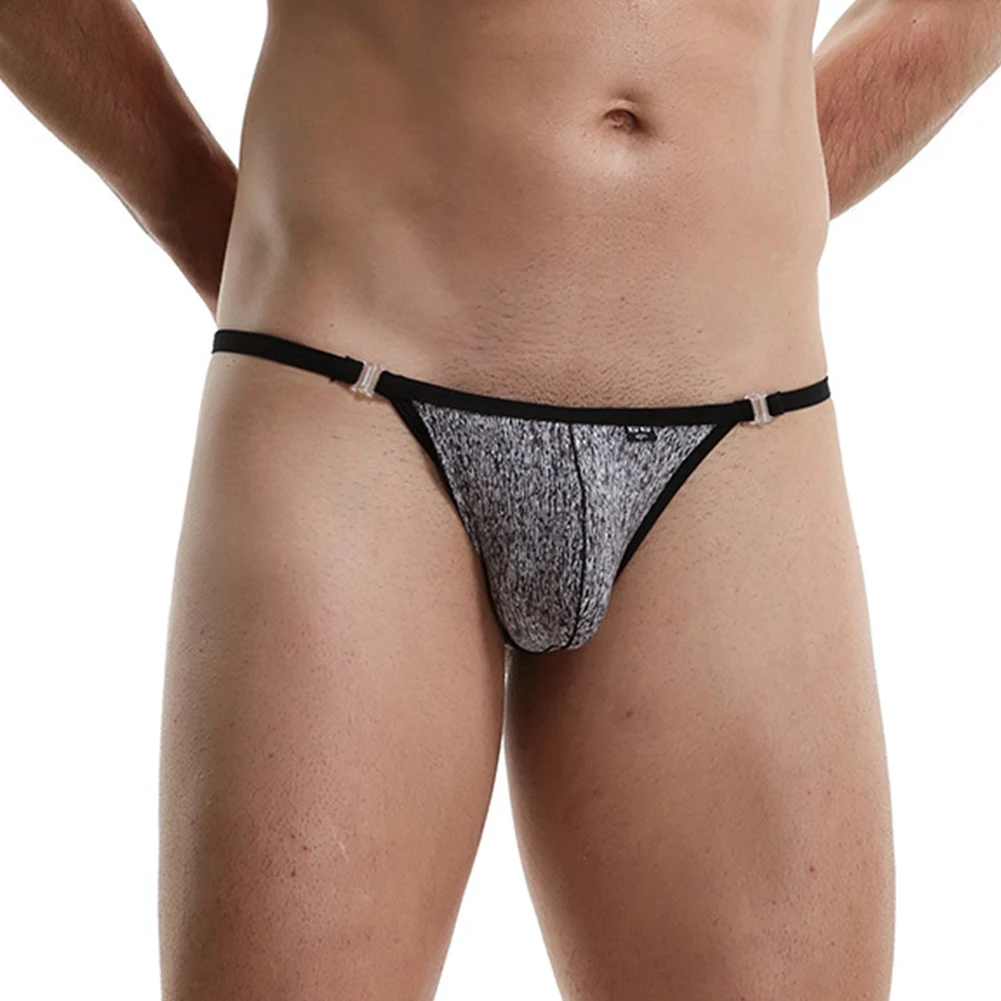 

Sensual Men's See Through Ice Silk Jockstrap Pouch Underwear Gstring Thongs Briefs (White/Black/Floral/Leopard)