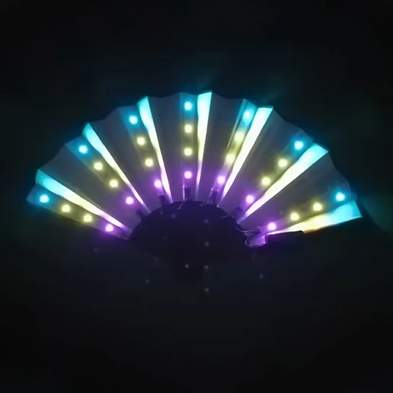 10/13 Zoll Leuchtender Handfaltfächer Hochzeitsgeschenke Fächer mit LED-Lichtern Verschiedene Stile Leuchtende Festival-Fächer Bar-Requisiten – Detail 29