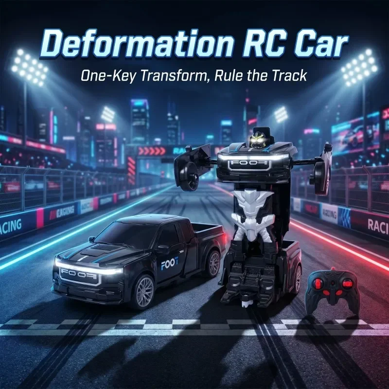 Hot In Stock Black Transforming Raptor Jet RC Car 2.4G Remote Control Transform Into Robot Vehicle Kids Birthday Gift Toy - Detail 1