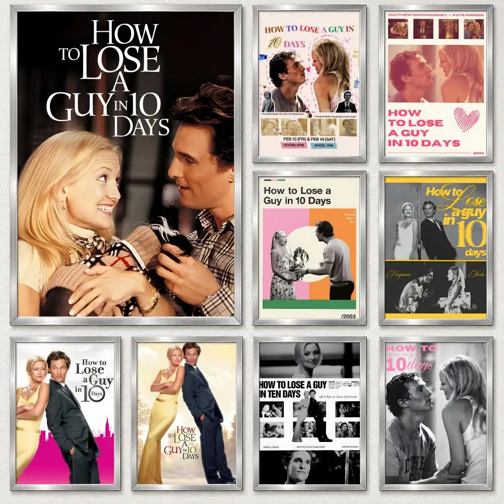 Romantic Comedy Movie How to Lose a Guy in 10 Days Poster Self‑Adhesive Waterproof PP Poster Coffee Bar Wall Art Home Decor