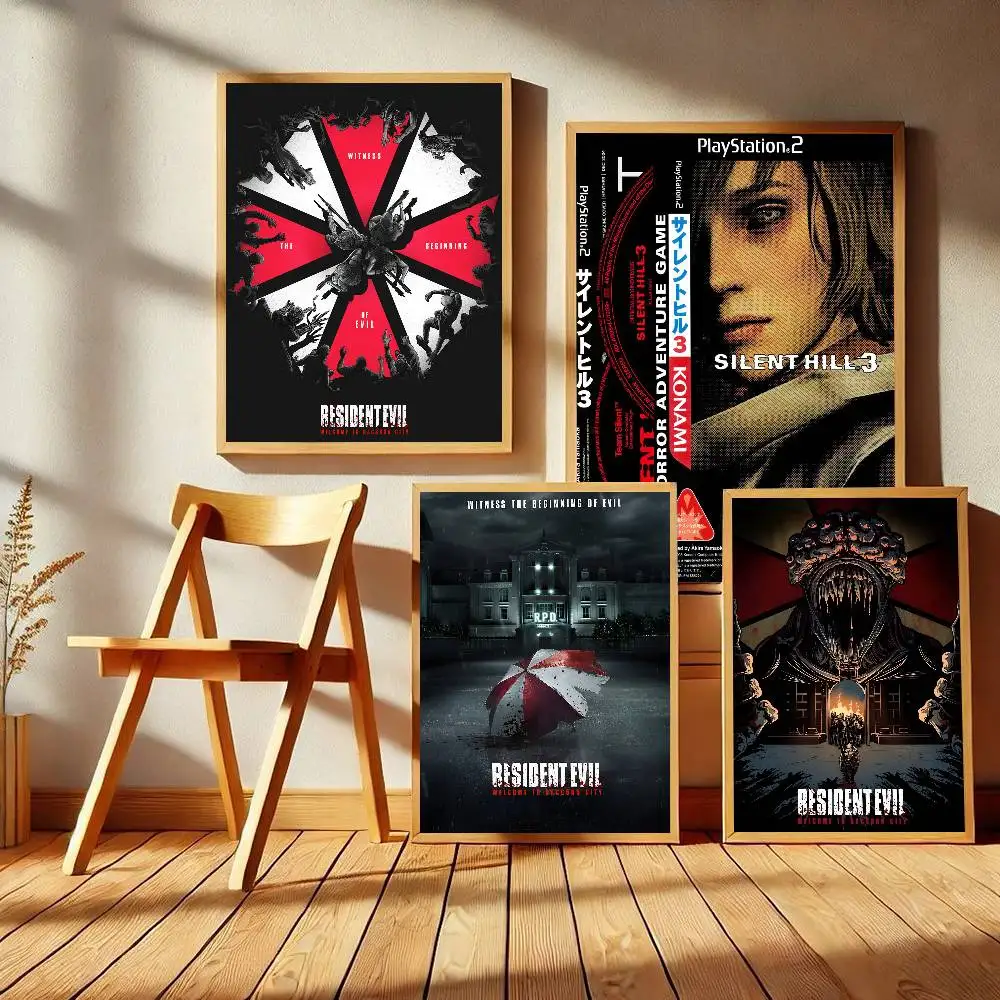Resident Evil Umbrella Whitepaper Poster Waterproof Paper Sticker Coffee House Bar Posters Wall Stickers