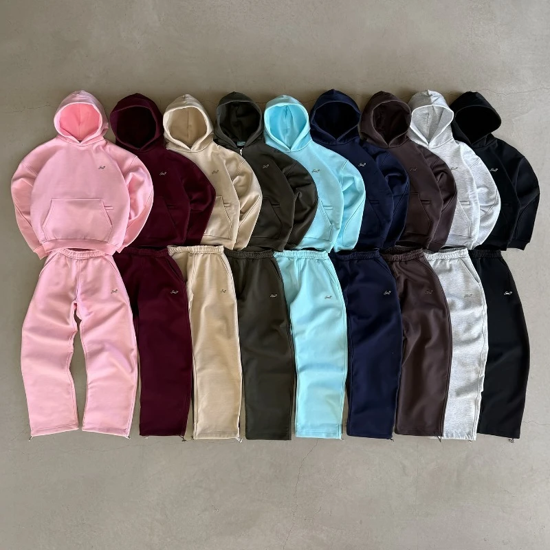 

Y2K Cotton Two Piece Sweatshirt oversized Hoodie treetwear Hip hop Men Women streetwear Embroidery Net Red Fashion Pants Set