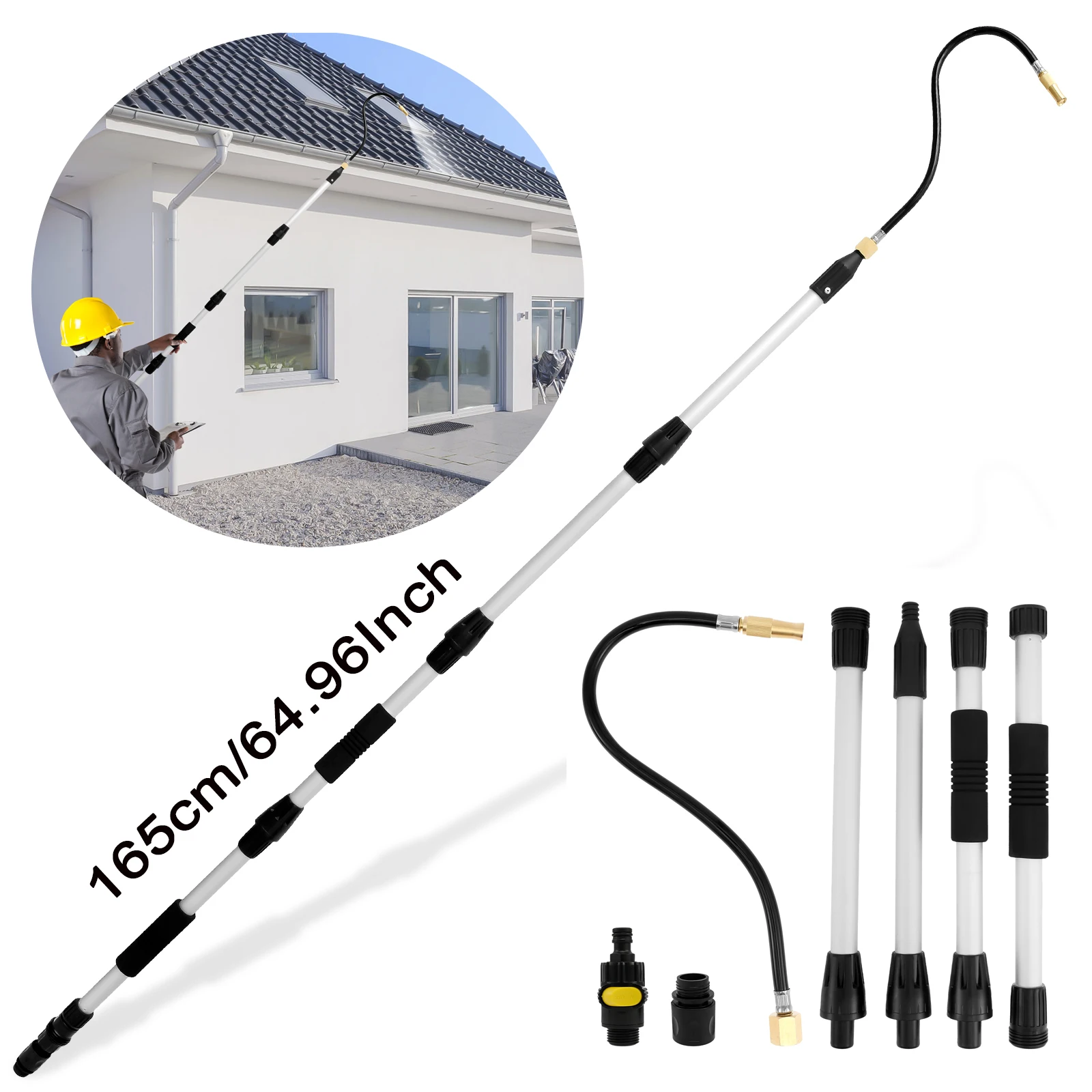 

Gutter Cleaning Tools 165cm/69.96inch Gutter Cleaner Too Telescoping Reach Gutter Cleaning Pole for Garden Hose Attachment