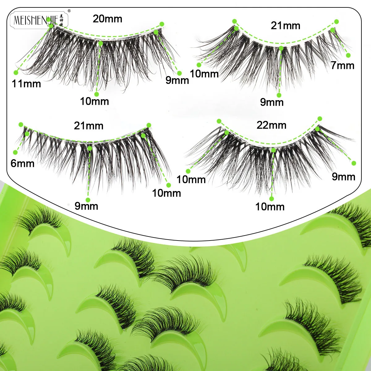 Faux-Cils Naturels en Vison 3D, Demi-Cils, Dramatiques, Volume Moelleux, Outils de Maquillage