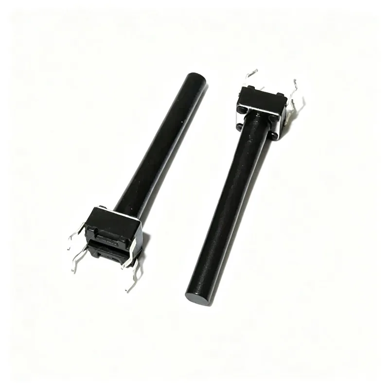 10PCS 6*6*29H plug-in touch switch reset vertical 4-pin straight black extension handle - power key switch