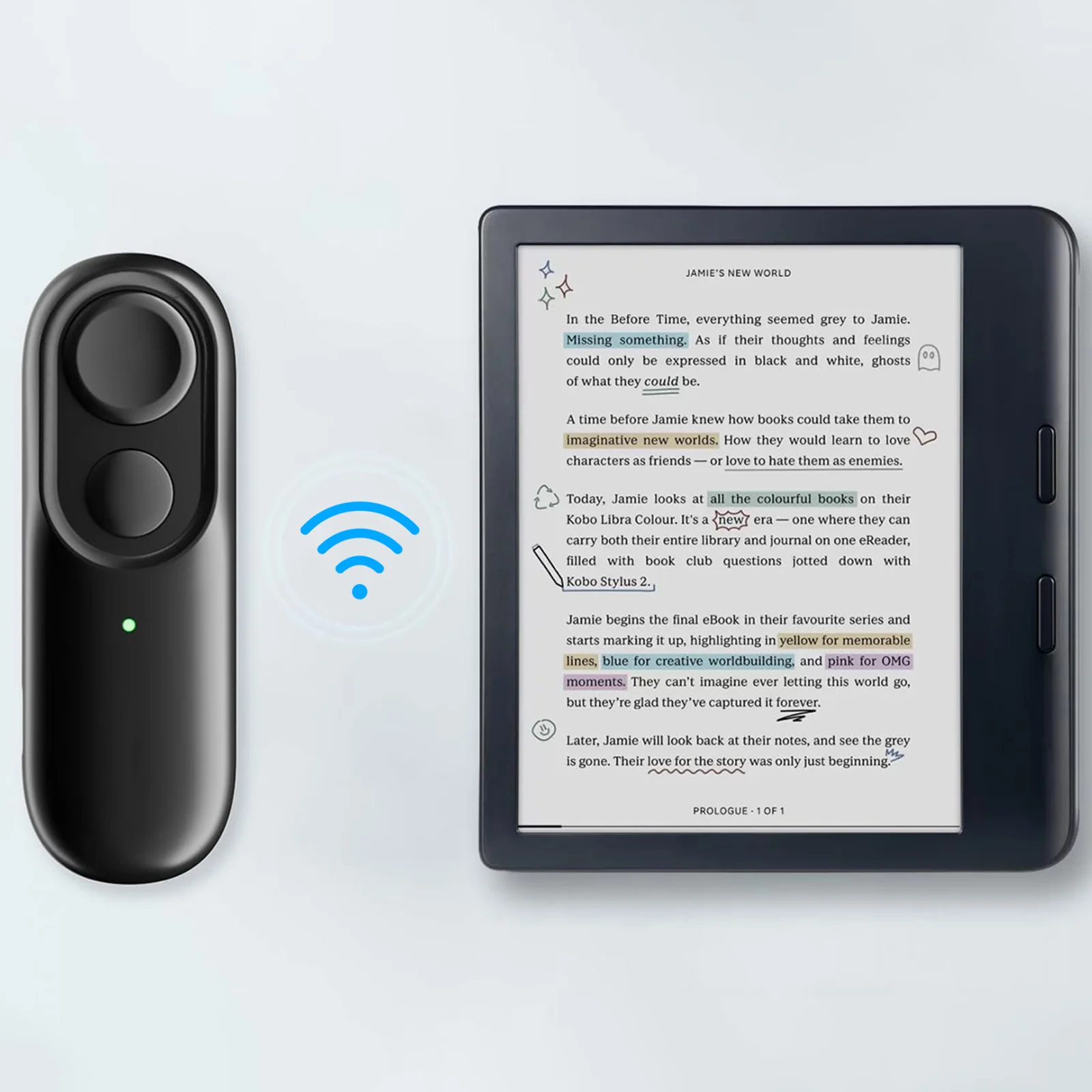 BT5.4 Remote Control Page Turner Rechargeable Reading Trigger Clicker Wireless Page Turn RC for Kobo Reading Accessories