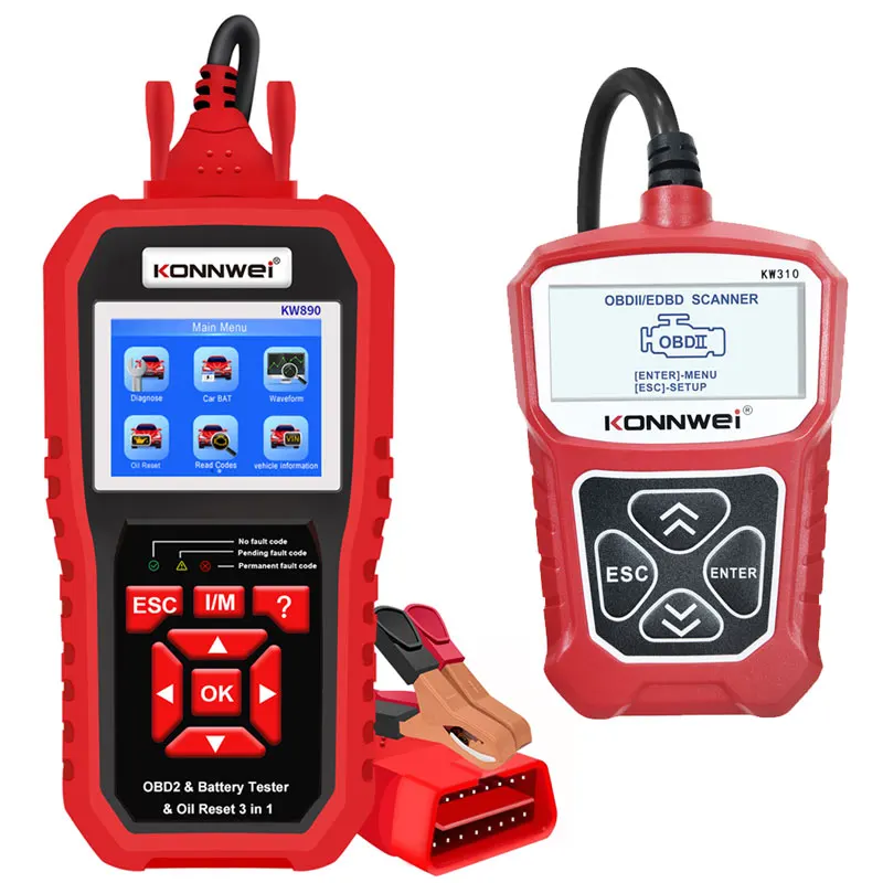 KONNWEI KW890 OBD2 Oil Reset Scanner Auto Professional Battery Tester Analyzer Engine Check + KW310 Obd2 Cars Diagnostic Tools