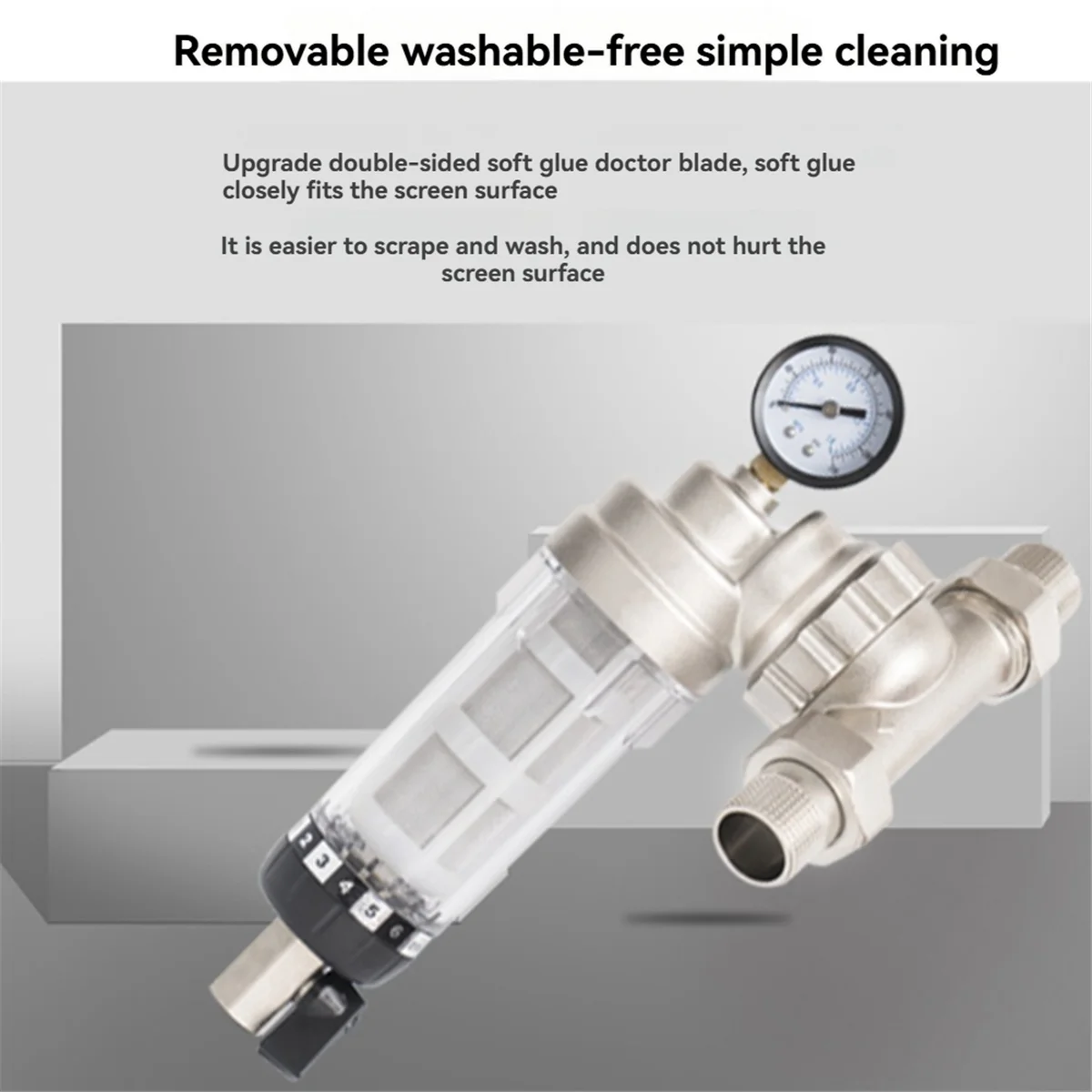 Filter Sentral Seluruh Rumah 360 Derajat Filter Katup Putar Universal Filter Air Sedimen Dapat Digunakan Kembali 1 Inci Panas