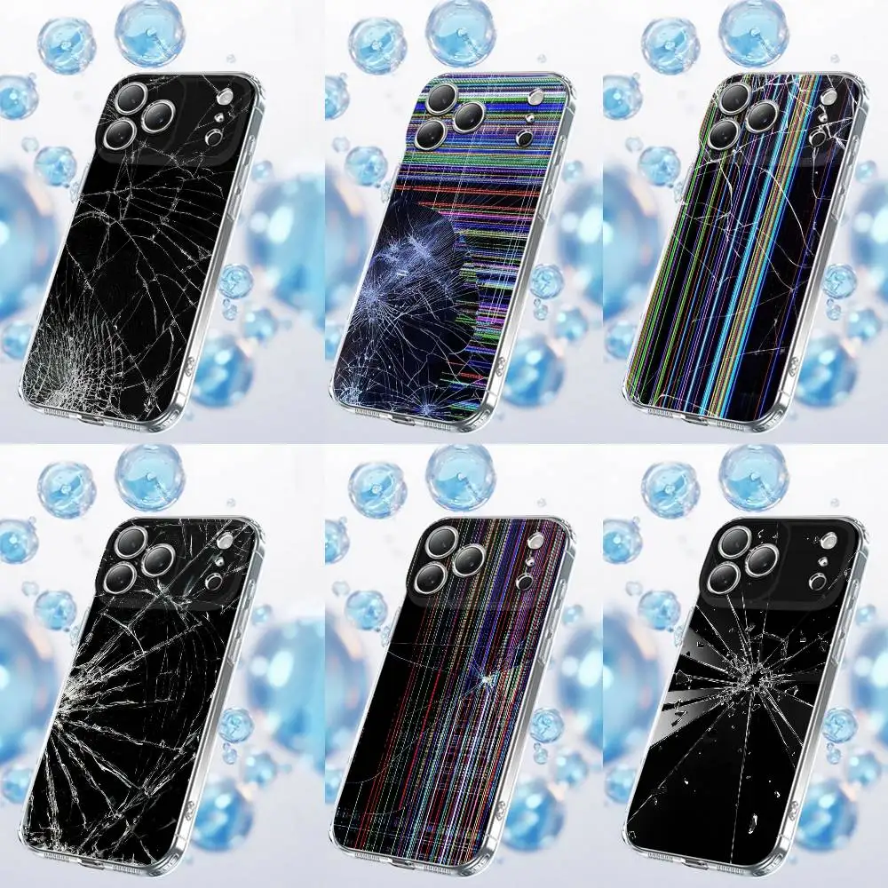 

Glitch Chipped Crack Texture Phone Case For iPhone 17,16,15,14,13,12,11 Plus,Pro,Max,Plus,E,SE4,Air,Mini Transparent