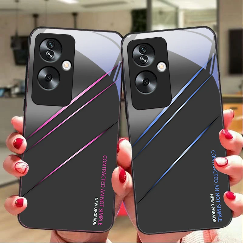 Gradient Crack Red For Oppo A79 5G 58 78 74 60 4G Reno 11F Realme GT 6 11 Note 50 10 C55 X2 Tempered glass black phone case