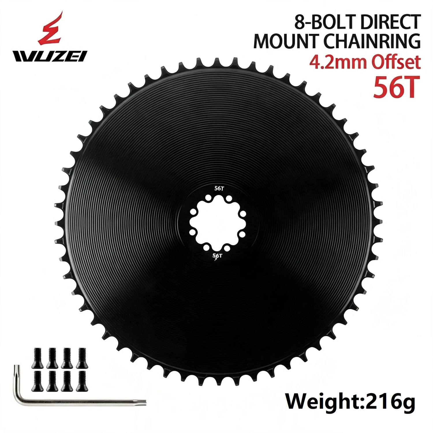 WUZEI Rennrad 8-Loch-Kettenblatt für SRAM AXS Force Red Flattop Kette 40T-58T 4,2mm Offset Fahrrad-Kettenblatt mit schmaler-breiter Krone – Detail 23