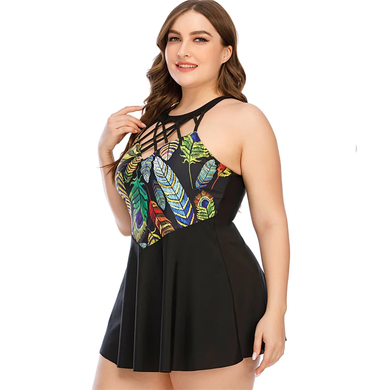 Tankinis Sets High Waisted Swimwear 5XL Swimsuits Pus Size Bathing Suit Women's 2 Pieces High Neck Tankini with Shorts Ladies