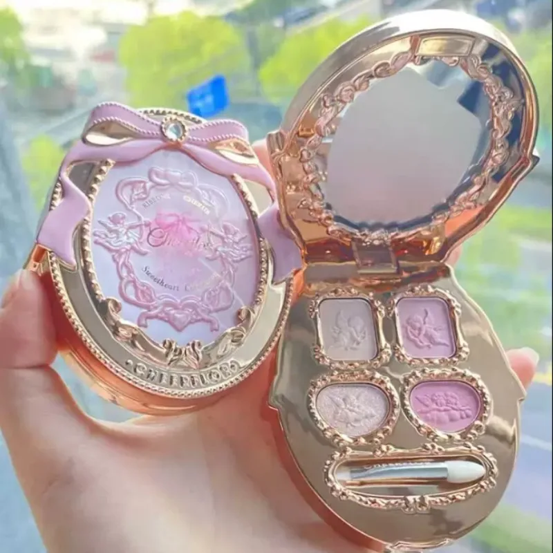 CHEERFLOR 4 Color Eye Shadow Palette Matte Base,Shimmer Highlighter & Soft Glitter,Under-Eye Brightening & Contour,All-in-One