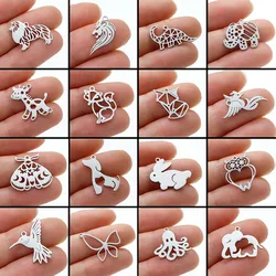 Lucky Stainless Steel Elephant Charm Wholesale Animal Bird Diy Jewelry Making Accessories Necklace Charm Pendant Girl Trinket