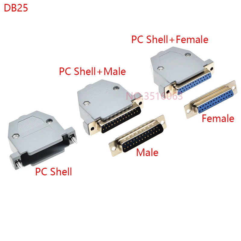 2Pcs DB9 DB15 DB25 DB37 Hole/Pin Female/Male Blue Welded Connector RS232 serial port Socket DB D-SUB Adapter 9/15/25/37pin Shell