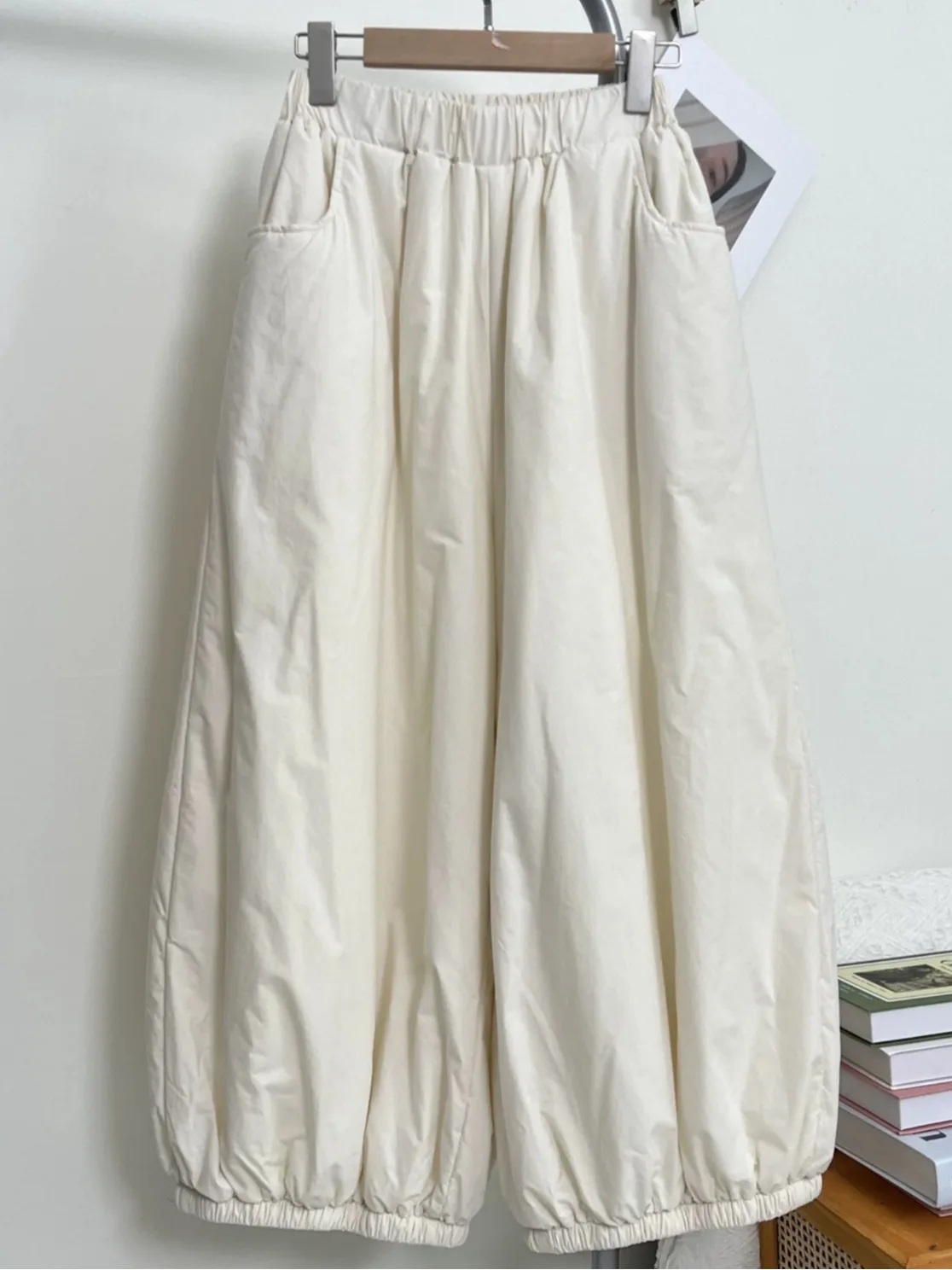 حجم كبير اليابانية Sle واسعة الساق القطن مبطن فانوس السراويل النسائية الشتاء ملابس خارجية ثي السراويل القطنية غير رسمية ملابس المنزل