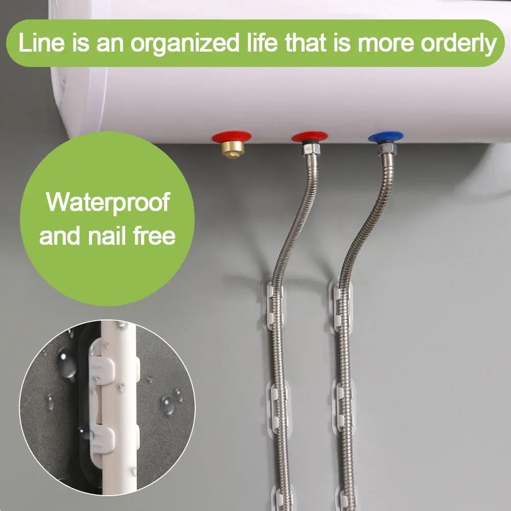 5pcs Self-adhesive Pipe Holder Pipe Clamp Hooks Rack Household Water Tube Fixed Buckle Pipe Clamp Hose Fixed Clip