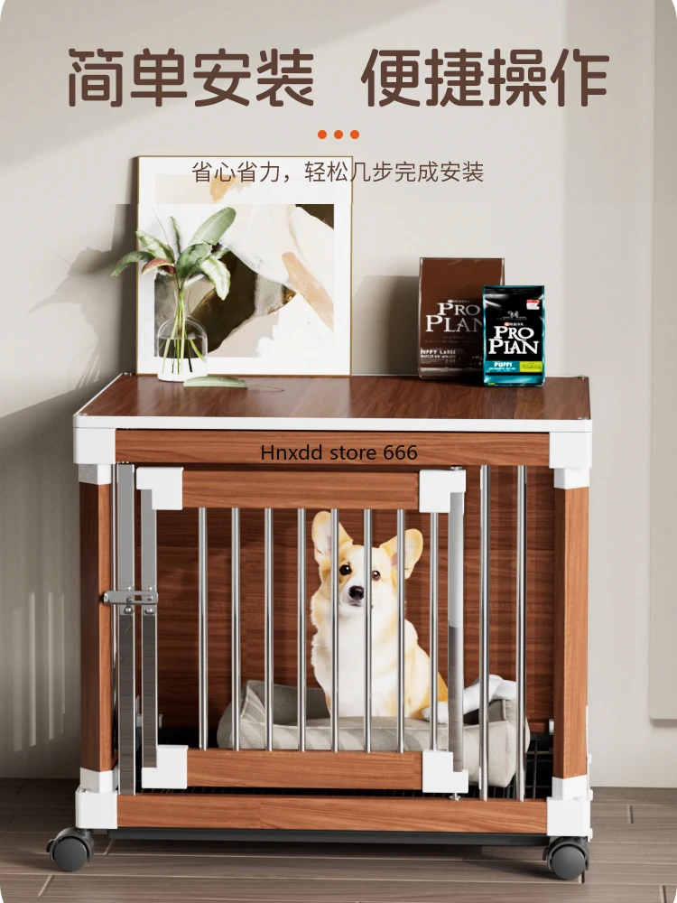 Dog cage Stainless steel Wooden with toilet Corgi Shiba Inu Teddy Large Medium Small Dog Pet Room