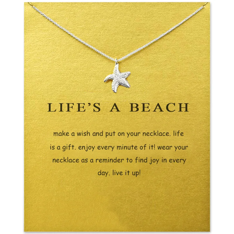 

3D Sea Starfish Beach Vacation Charm Pendant Necklace Alloy Marine Life Ocean Theme Jewelry Gift for Daughter with Message Card